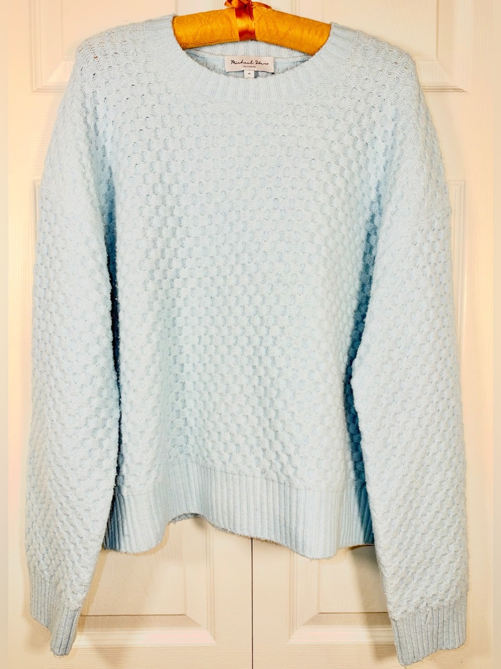 Michael Stars Sophia Honeycomb Stitch Sweater Light Blue Size M